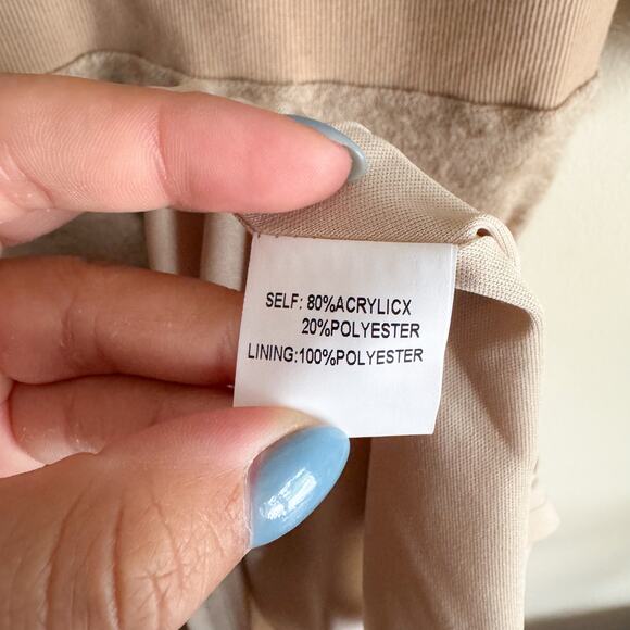 Joyfolie Mia Joy Tan Brown Banded Waist Lined Sweater Dress - XL - Picture 5 of 8